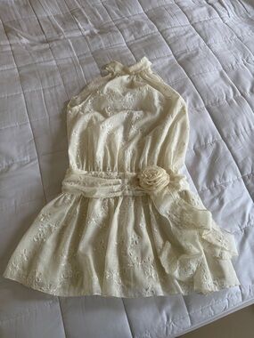 Backless Cream Flowy Summer Dress